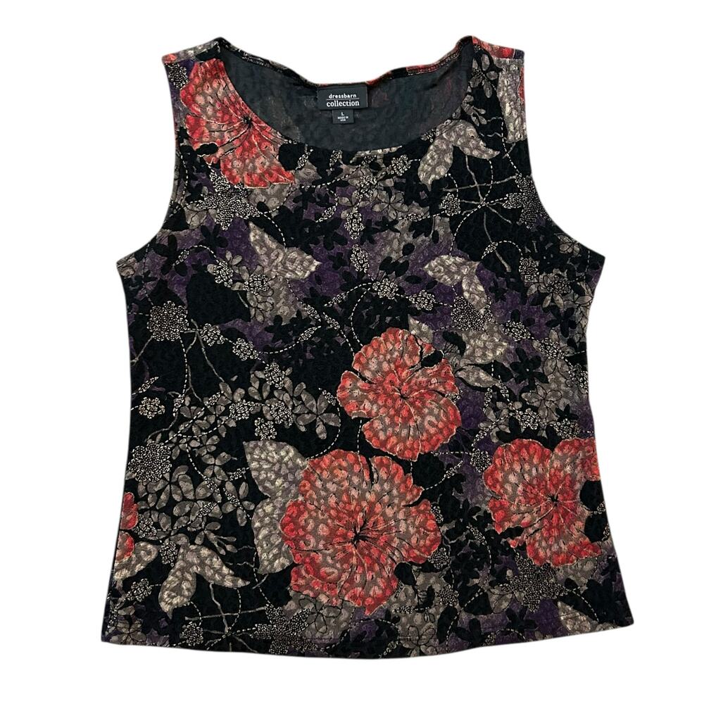 Vtg Dressbarn Sleeveless Floral Top Size Large Whimsigoth Forest Fairy Nymph